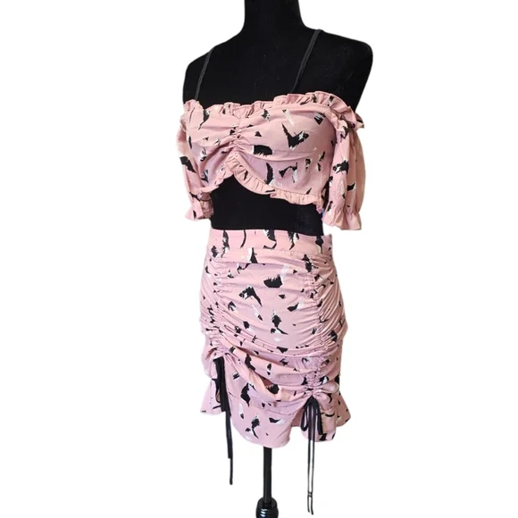 NWT Nasty Gal Leave Your Mark Crop Top And Ruched Skirt Set Size 2 - Picture 10 of 10